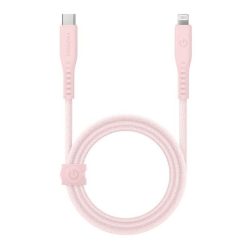   Energea Flow C94 USB-C / Lightning MFI szövet gyorstöltő- és adatkábel, 1.5m, 60W, 3A, rózsaszín