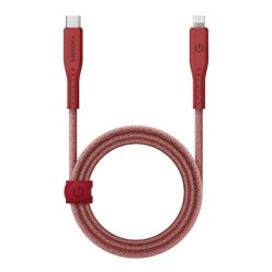  Energea Flow C94 USB-C / Lightning MFI szövet gyorstöltő- és adatkábel, 1.5m, 60W, 3A, piros