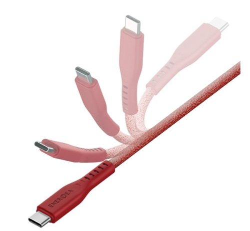 Energea Flow C94 USB-C / Lightning MFI szövet gyorstöltő- és adatkábel, 1.5m, 60W, 3A, piros