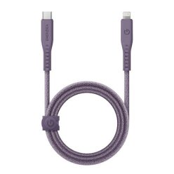   Energea Flow C94 USB-C / Lightning MFI szövet gyorstöltő- és adatkábel, 1.5m, 60W, 3A, lila