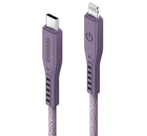 Energea Flow C94 USB-C / Lightning MFI szövet gyorstöltő- és adatkábel, 1.5m, 60W, 3A, lila
