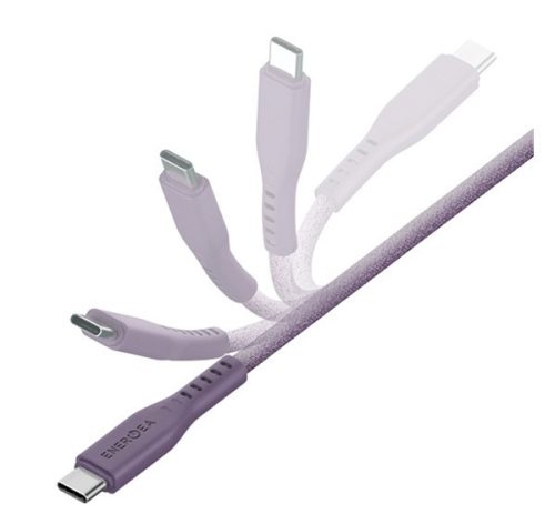 Energea Flow C94 USB-C / Lightning MFI szövet gyorstöltő- és adatkábel, 1.5m, 60W, 3A, lila