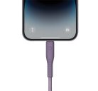 Energea Flow C94 USB-C / Lightning MFI szövet gyorstöltő- és adatkábel, 1.5m, 60W, 3A, lila