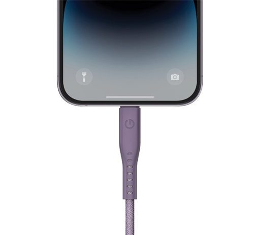 Energea Flow C94 USB-C / Lightning MFI szövet gyorstöltő- és adatkábel, 1.5m, 60W, 3A, lila