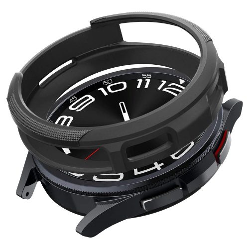 Samsung Galaxy Watch 6 Classic (43mm) SM-R950 / R955, Szilikon védőkeret, közepesen ütésálló, Spigen Liquid Air, fekete