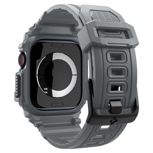 Apple Watch 10-11 (46 mm), Szilikon védőkeret, ütésálló, szíjjal, Spigen Rugged Armor Pro, sötétszürke