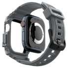 Apple Watch 10-11 (46 mm), Szilikon védőkeret, ütésálló, szíjjal, Spigen Rugged Armor Pro, sötétszürke