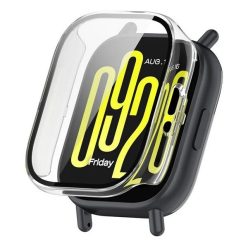   Xiaomi Redmi Watch 5 Active, Műanyag védőkeret, kijelzővédő üveggel, közepesen ütésálló, szíj nélkül, átlátszó