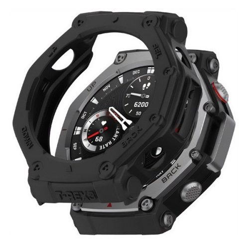 Amazfit T-Rex 3, Szilikon védőkeret, közepesen ütésálló, szíj nélkül, fekete