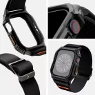 Apple Watch 10-11 (42 mm), textíl pótszíj, szilikon keret, közepesen ütésálló, Spigen Lite Fite Pro, fekete
