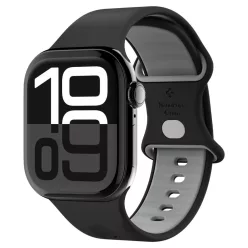   Apple Watch 4-6, SE, SE (2022), SE (2025) (38 / 40 mm) / Watch 7-9 (41 mm) / Watch 10-11 (42 mm), szilikon pótszíj, állítható, Spigen Nano Pop, fekete/szürke