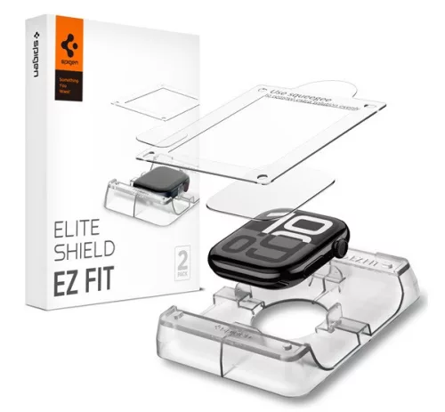Spigen EliteShield EZ Fit Apple Watch 11 /Watch 10 46mm kijelzővédő fólia felhelyező kerettel (2db)