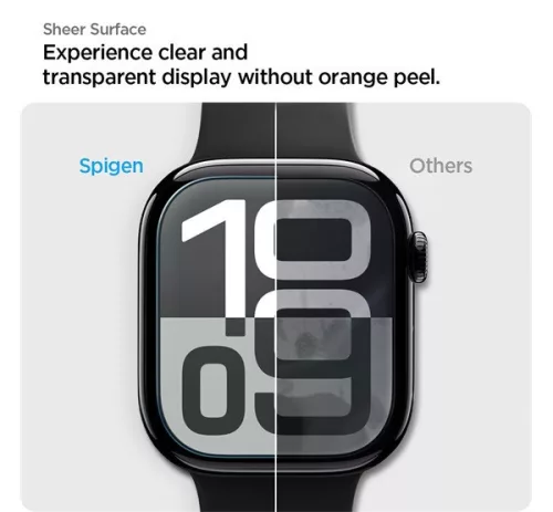 Spigen EliteShield EZ Fit Apple Watch 11 /Watch 10 46mm kijelzővédő fólia felhelyező kerettel (2db)
