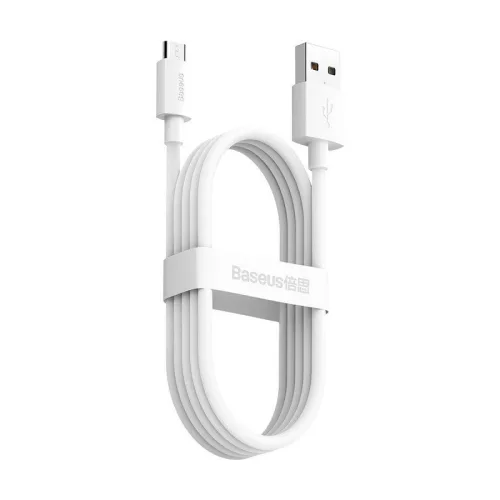 Baseus Simple Wisdom Micro-USB - USB kábel, 2.1A, 1.5m, fehér, 2db