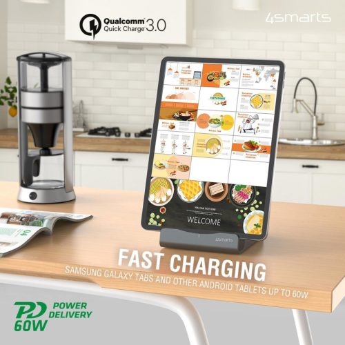 4smarts VoltDock USB-C asztali tablet töltő állvány, 60W, ezüst