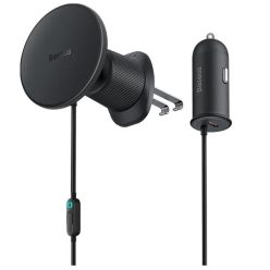   Baseus CW01 USB-C mágneses autós telefontartó autós töltővel, szellőzőrácsra, 15W + 25W, fekete
