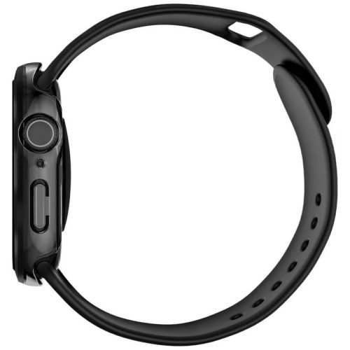 Uniq Voute Apple Watch 11 / Watch 10 46mm műanyag tok, tempered glass kijelzővédő üvegfóliával, fekete