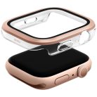 Uniq Voute Apple Watch 11 / Watch 10 46mm műanyag tok, tempered glass kijelzővédő üvegfóliával, rozéarany