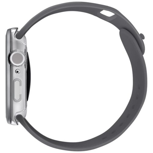 Uniq Voute Apple Watch 11 / Watch 10 46mm műanyag tok, tempered glass kijelzővédő üvegfóliával, ezüst
