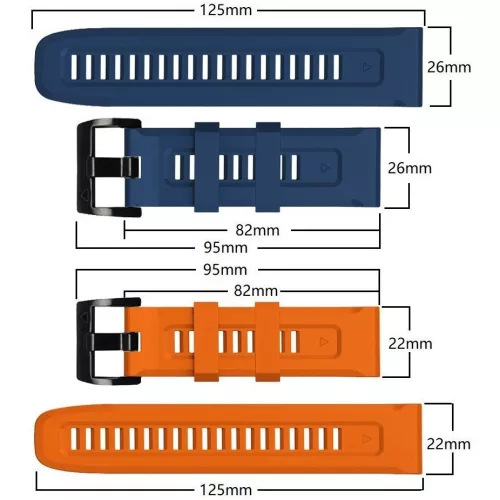 Garmin Fenix 3 / 3 HR / 5X / 5X Plus / 6X / 6X Pro / 7X, szilikon pótszíj, állítható, TP IconBand, narancssárga