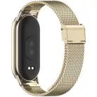 Xiaomi Mi Smart Band 8 / 9, fém pótszíj, milánói stílus, TP MilaneseBand, arany