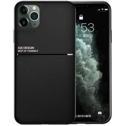   Huawei Honor 10X Lite, Szilikon tok, közepesen ütésálló, mágneses tartóval kompatibilis, karbon minta, Wooze Carbon, fekete