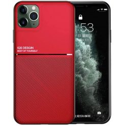   Huawei Honor 10X Lite, Szilikon tok, közepesen ütésálló, mágneses tartóval kompatibilis, karbon minta, Wooze Carbon, piros