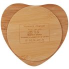 Univerzális vezeték nélküli töltő állomás, Qi Wireless, 10W, fahatású, szív alakú, Wooze Bamboo Qi Wireless Heart Shape, barna