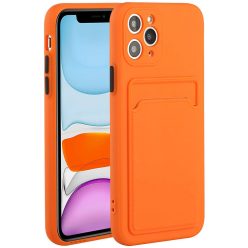   Apple iPhone X / XS, Szilikon tok, kártyatartóval, Wooze Card Slot, narancssárga