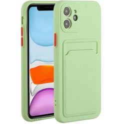   Apple iPhone X / XS, Szilikon tok, kártyatartóval, Wooze Card Slot, világoszöld