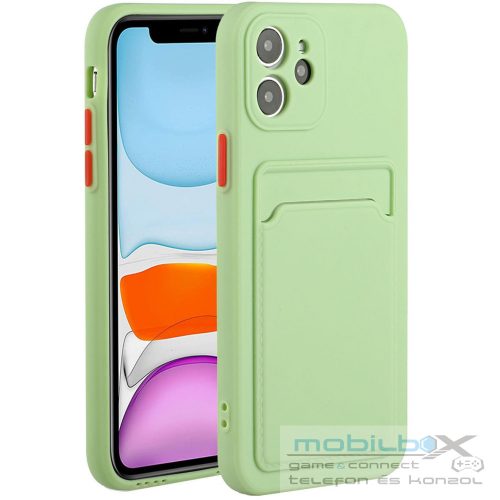 Apple iPhone X / XS, Szilikon tok, kártyatartóval, Wooze Card Slot, világoszöld