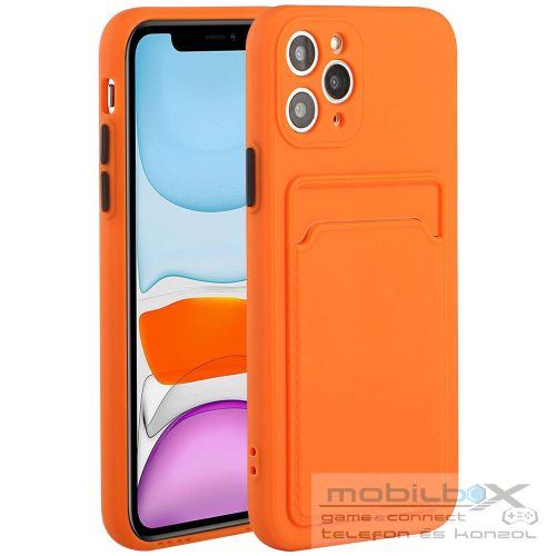 Samsung Galaxy A31 SM-A315F, Szilikon tok, kártyatartóval, Wooze Card Slot, narancssárga