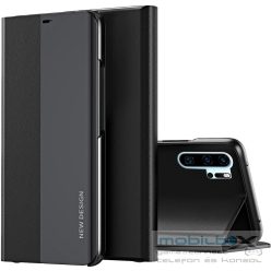   Huawei Mate 20 Pro, Oldalra nyíló tok, stand, Wooze Silver Line, fekete