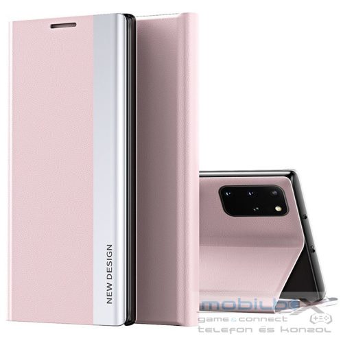 Samsung Galaxy A71 SM-A715F, Oldalra nyíló tok, stand, Wooze Silver Line, rózsaszín
