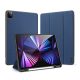 Apple iPad Pro 12.9 (2021) / iPad Pro 12.9 (2022), mappa tok, Smart Case, érintőceruza tartó, Dux Ducis Domo, sötétkék