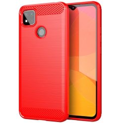  Samsung Galaxy A01 Core SM-A013F, Szilikon tok, közepesen ütésálló, szálcsiszolt, karbon minta, piros