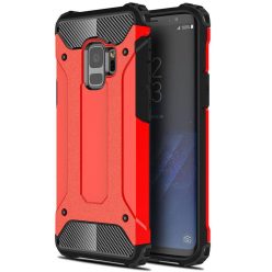   Samsung Galaxy A01 Core SM-A013F, Műanyag hátlap védőtok, Defender, fémhatású, piros