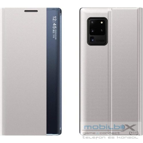 Samsung Galaxy A11 / M11 SM-A115F / M115F, Oldalra nyíló tok, stand, hívás mutatóval, vékony csíkban, Wooze Look Inside, ezüst
