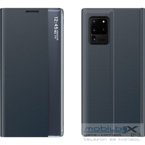 Samsung Galaxy M31 SM-M315F, Oldalra nyíló tok, stand, hívás mutatóval, vékony csíkban, Wooze Look Inside, sötétkék