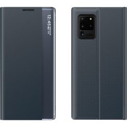   Xiaomi Redmi Note 9 5G, Oldalra nyíló tok, stand, hívás mutatóval, vékony csíkban, Wooze Look Inside, sötétkék