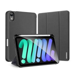   Apple iPad Mini (2021 / 2024) (8.3), mappa tok, Smart Case, érintőceruza tartó, Dux Ducis Domo, fekete