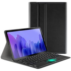   Apple iPad 10.2 (2019 / 2020 / 2021), Bluetooth billentyűzetes, mappa tok, Touch Pad, mágneses rögzítés, Wooze Simple Touch, fekete