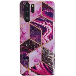   Apple iPhone 6 / 6S, Szilikon tok, sokszöges márvány minta, Wooze Geometric Marble, színes/lila