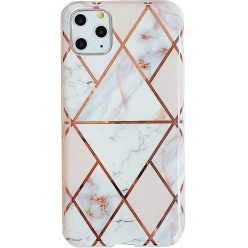   Huawei P40 Pro, Szilikon tok, sokszöges márvány minta, Wooze Geometric Marble, színes/fehér