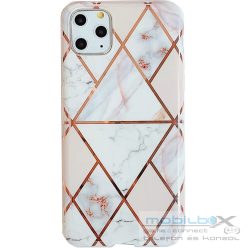   Samsung Galaxy S10e SM-G970, Szilikon tok, sokszöges márvány minta, Wooze Geometric Marble, színes/fehér