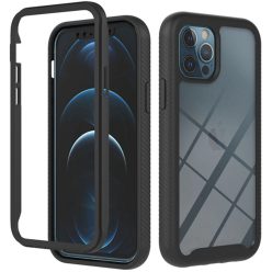   Motorola Moto G9 / G9 Play / E7 Plus, Szilikon hátlap és műanyag előlapi tok, elő- és hátlapi üveggel, közepsen ütésálló, Wooze Power Case, fekete