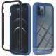 Google Pixel 5a, Szilikon hátlap és műanyag előlapi tok, elő- és hátlapi üveggel, közepsen ütésálló, Wooze Power Case, fekete/kék