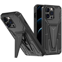   Xiaomi Redmi Note 9T 5G, Műanyag hátlap védőtok szilikon belső, közepesen ütésálló, kitámasztóval, Wooze Supportive Care, fekete