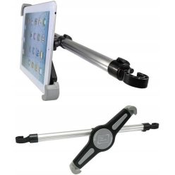  Autós tartó, Univerzális, Tablet PC tartó, 7 - 11 coll, két ülés közé a fejtámlára szerelhető, 360°-ban forgatható, teleszkópos nyél, ezüst