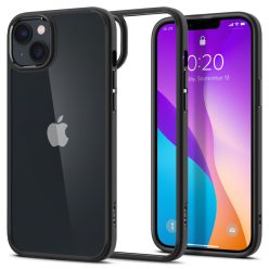   Apple iPhone 14 Plus, Műanyag hátlap védőtok + szilikon keret, Spigen Ultra Hybrid, átlátszó/fekete